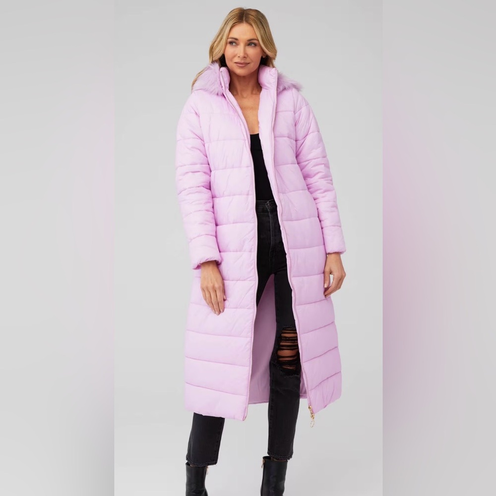 SHOW ME YOUR MUMU | SNOWMASS PUFFER JACKET xs pink/purple long fur.